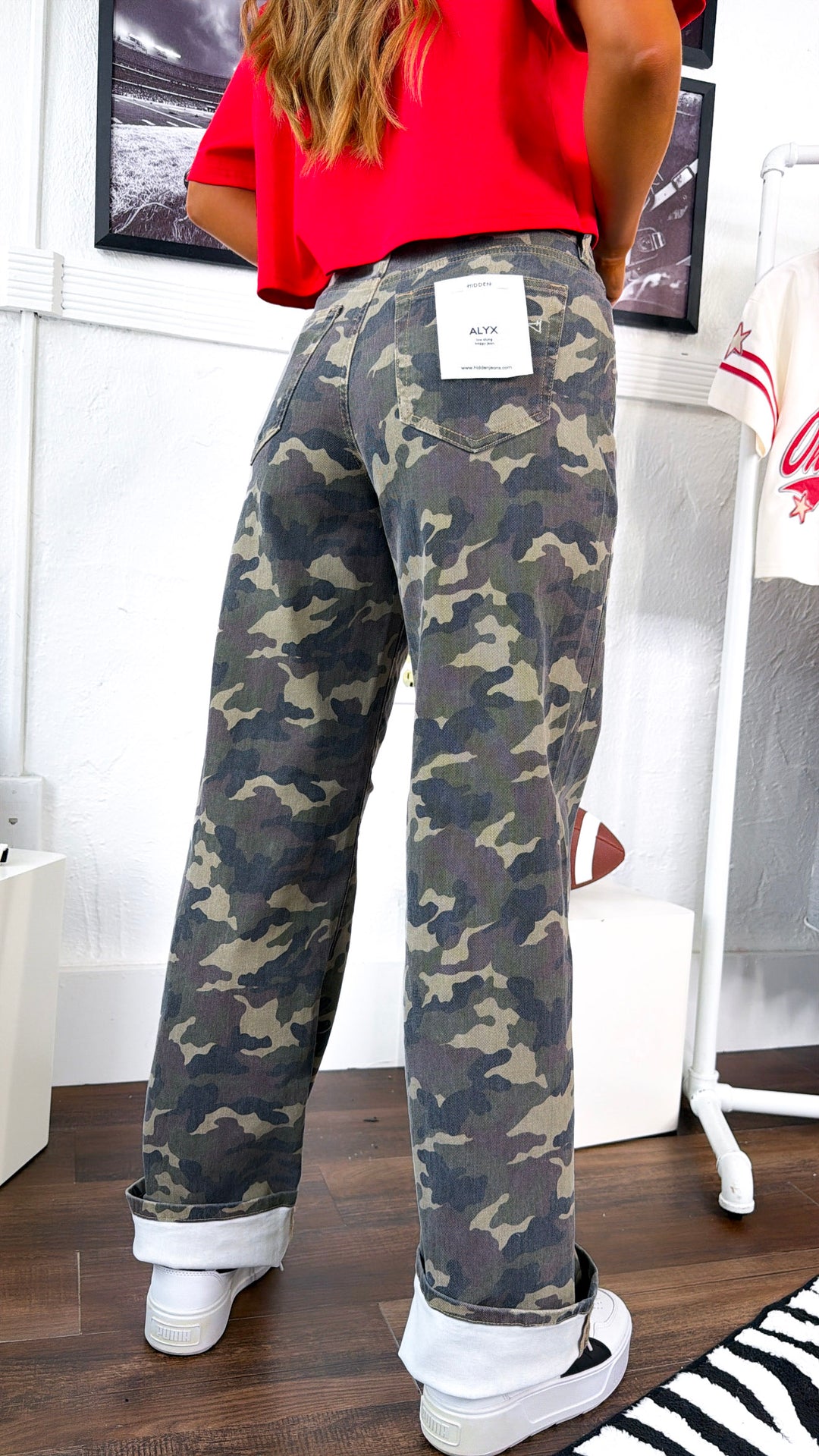 HIDDEN: Rebel Terrain Wide Leg Camo Jeans