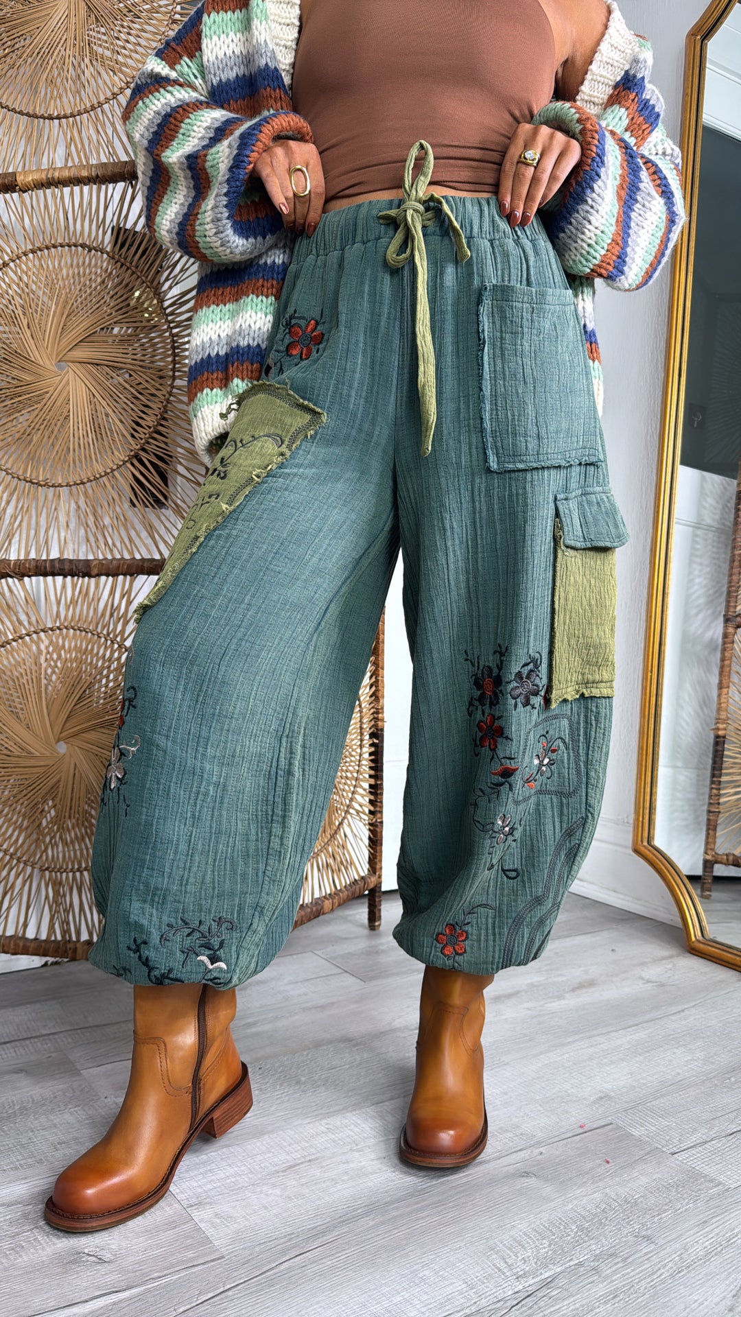 Terra Embroidered Jogger, Forest Teal