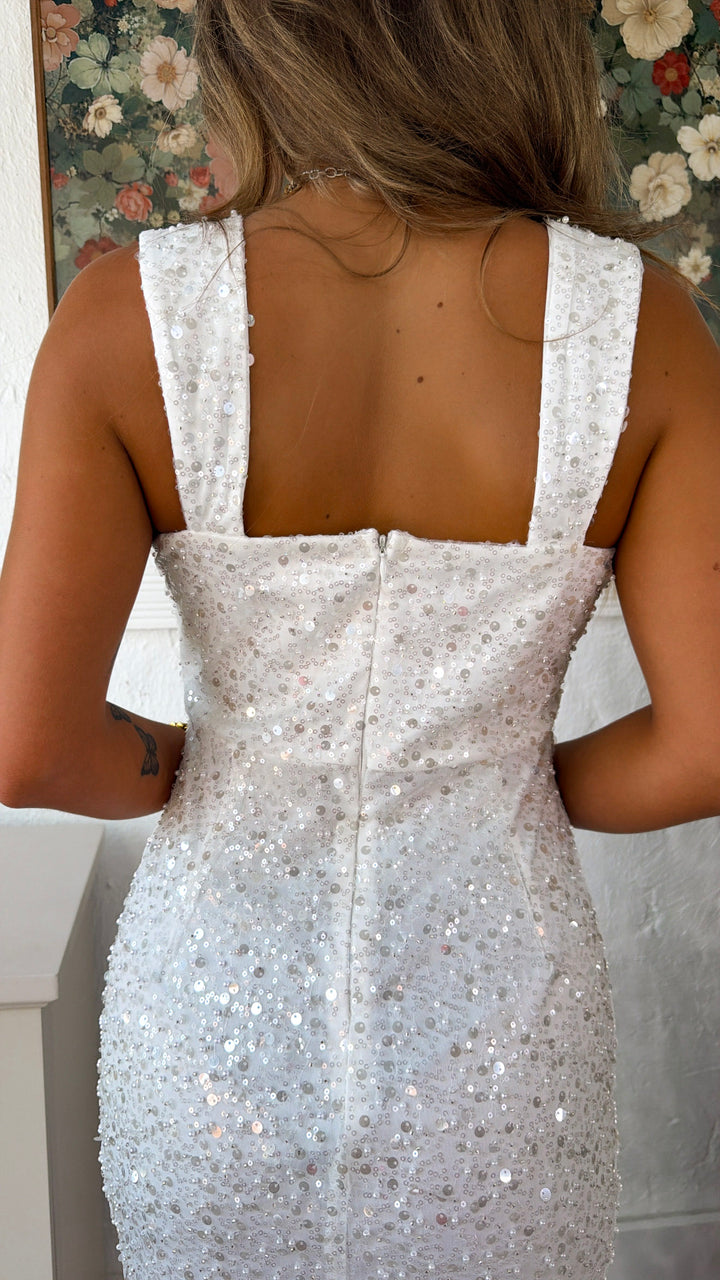 Pearl Sequin Midi Dress