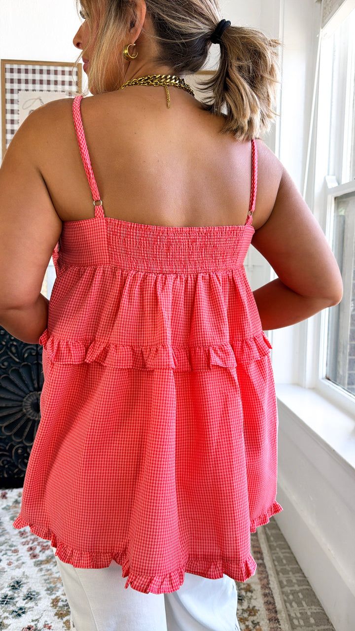Sweet Clementine Ruffled Top, Orange/Pink