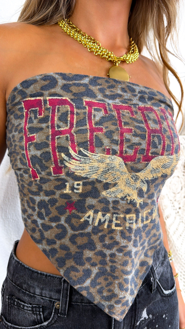 Freebird Bandana Tie Top, Leopard