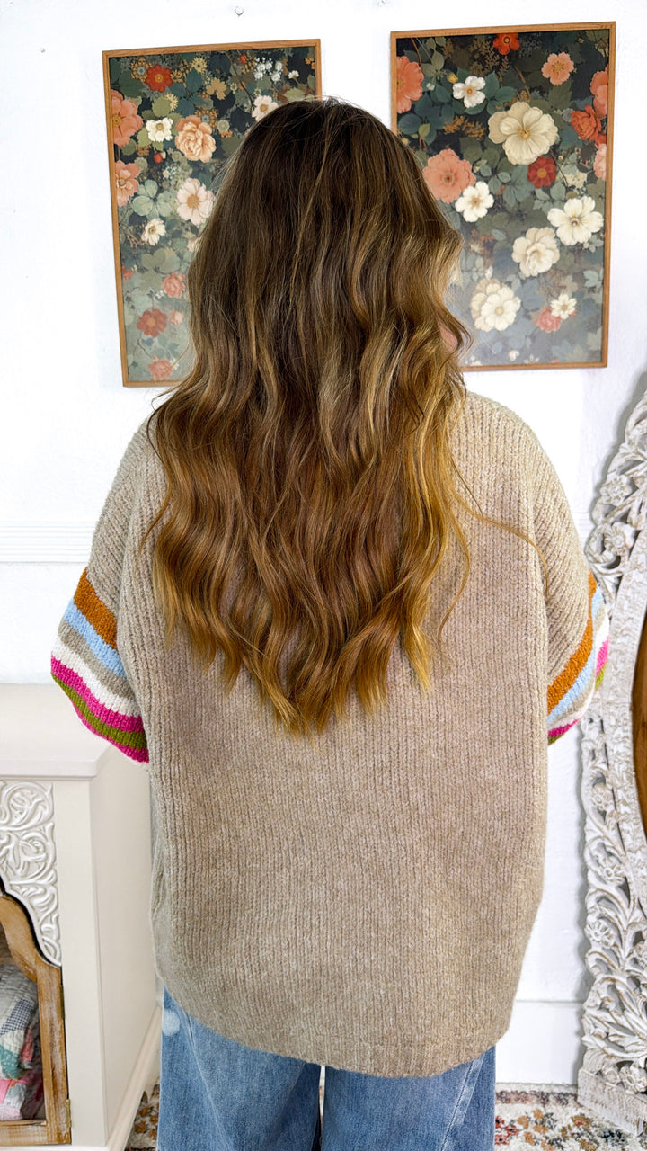 Apple Picking Knit Cardigan, Mocha Combo
