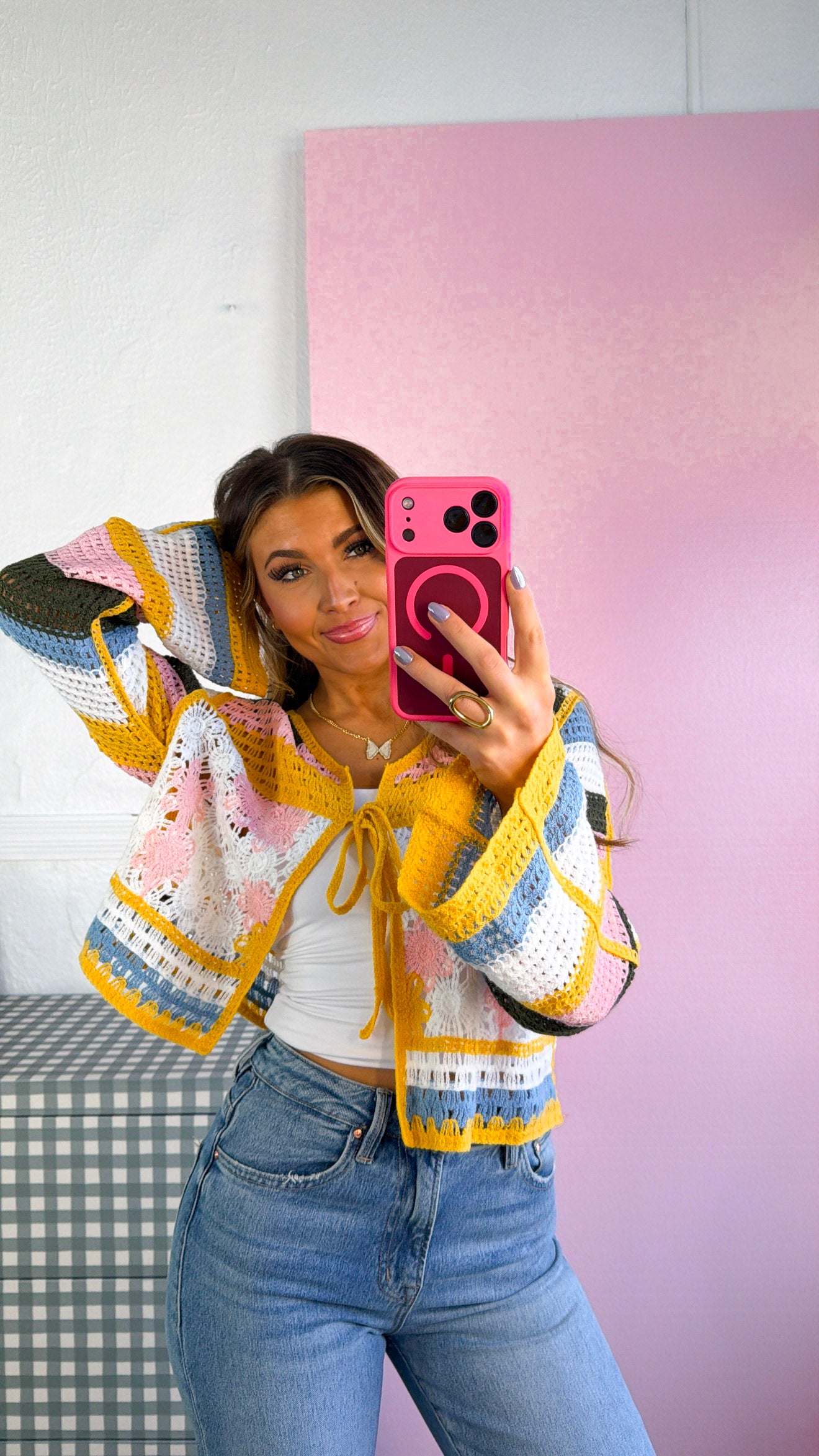 Ocean Stitch Knit Cardigan, Yellow Multi – Everyday Chic Boutique
