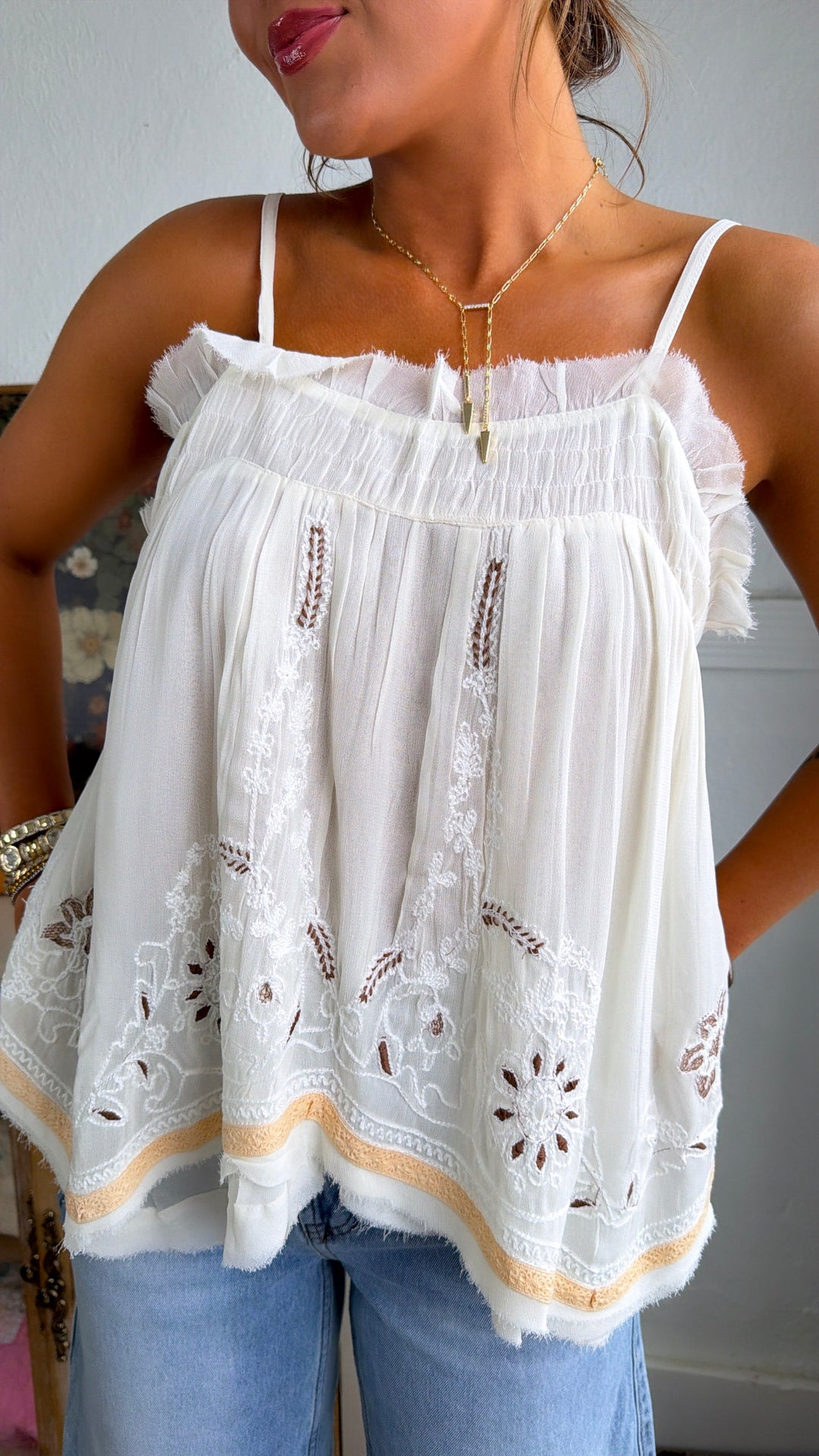 Maren Square Neck Tank, Natural