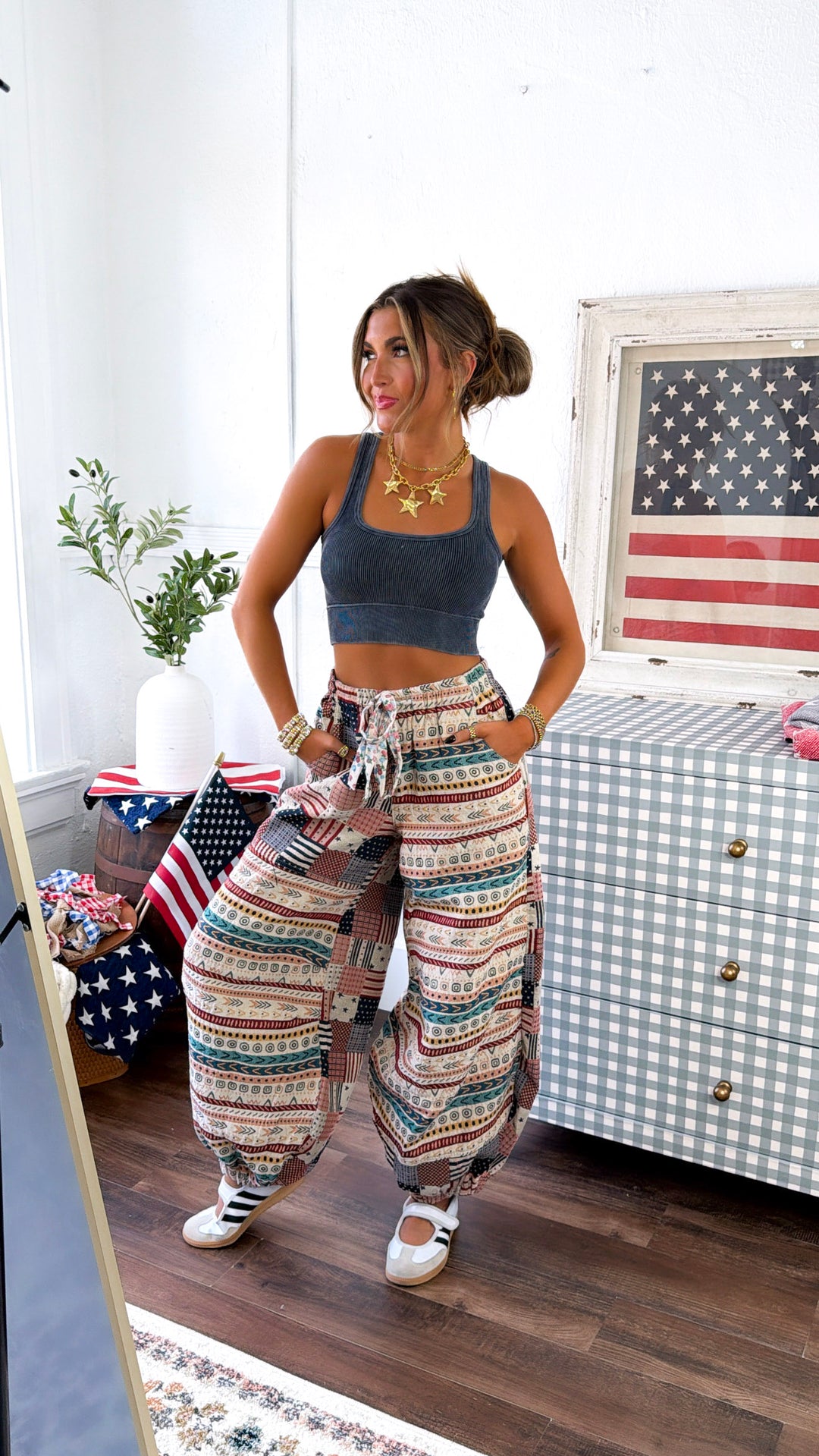 Americana Fields Jogger, Almond/Multi