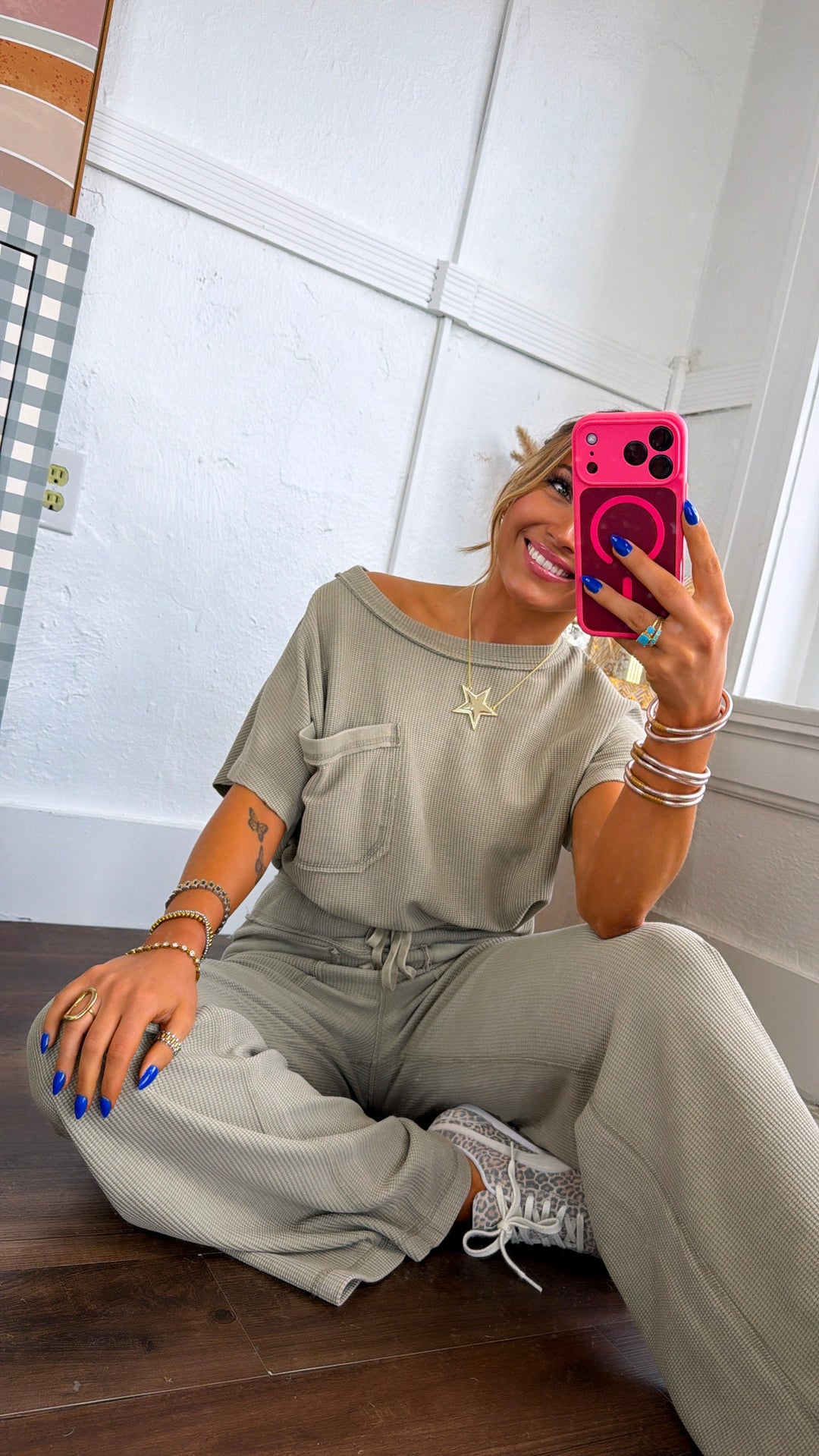 Waffle Knit Dreams Set, Olive