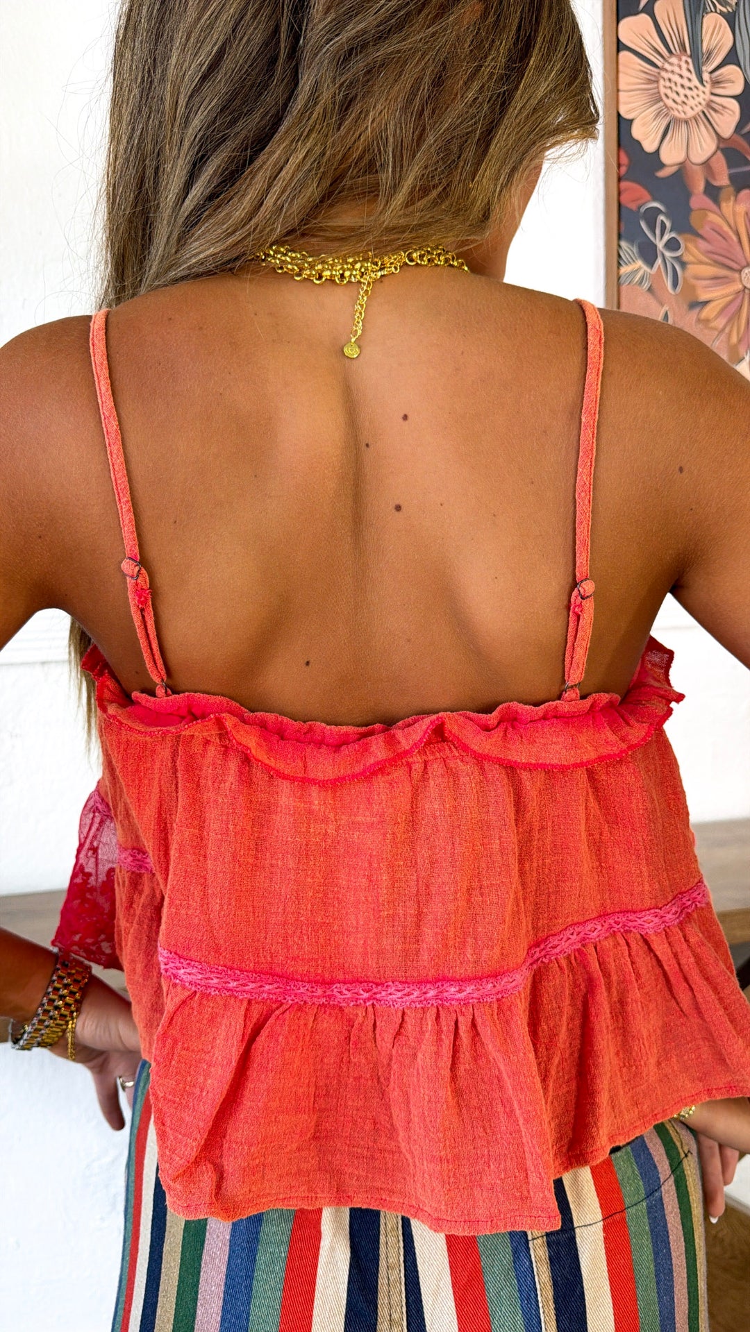 City Romance Lace Tank, Dried Tomato