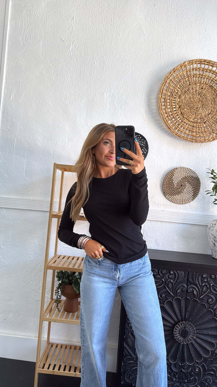 Best Basic Ribbed Long Sleeve, Black