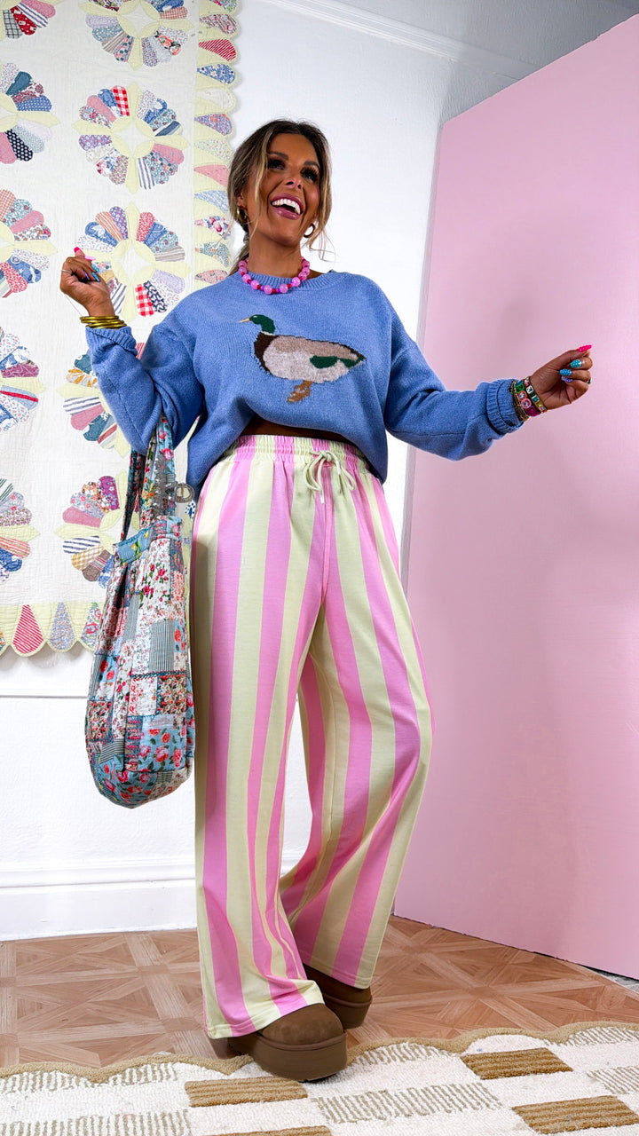 Happy To Be There Stripe Pants, Pink/Lemon