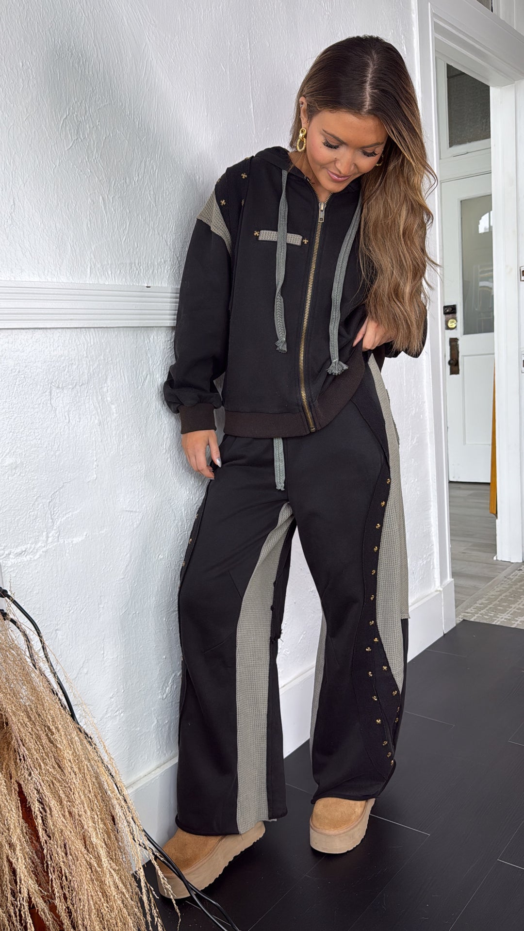 Urban Chic Waffle Knit Pant, Black