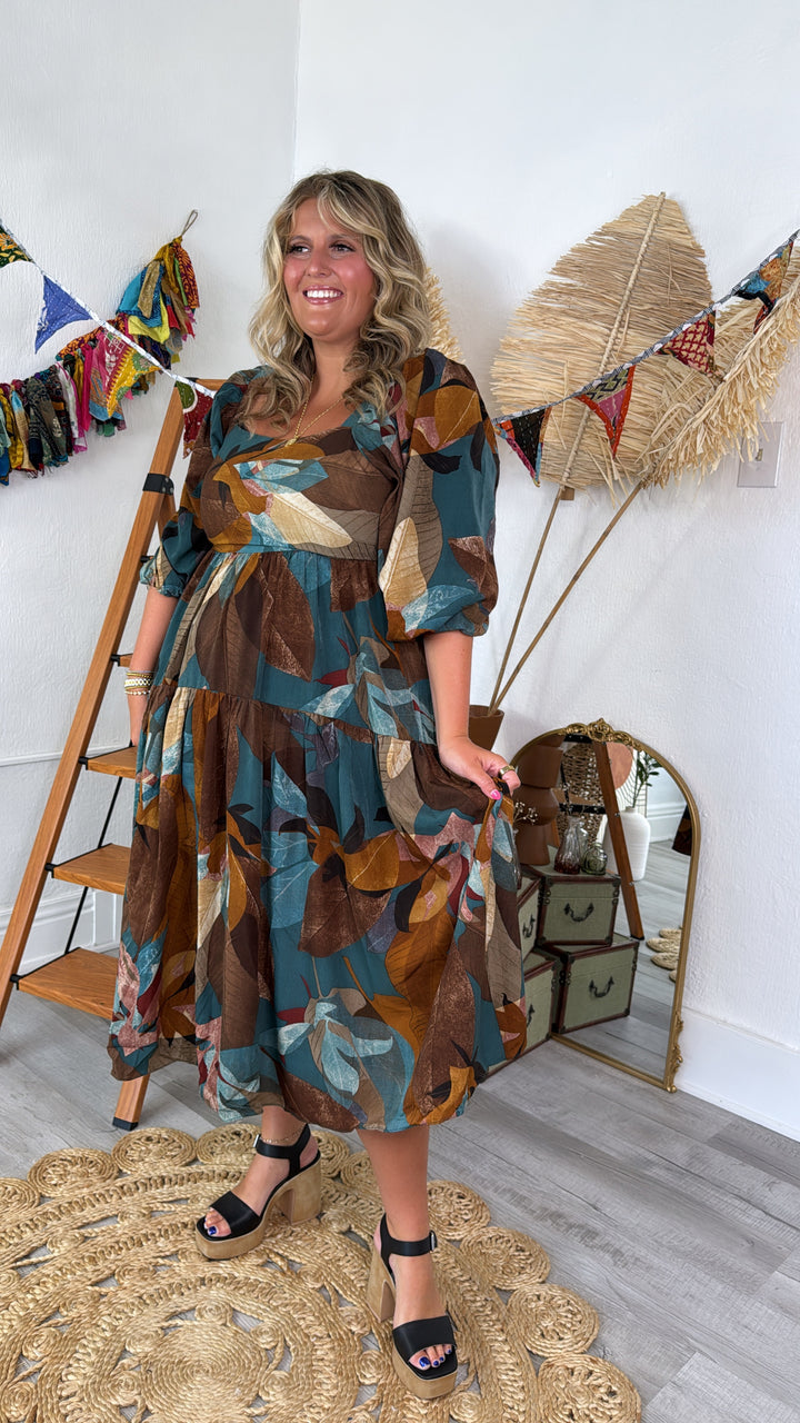 Dress To Impress Printed Maxi Dress, Teal