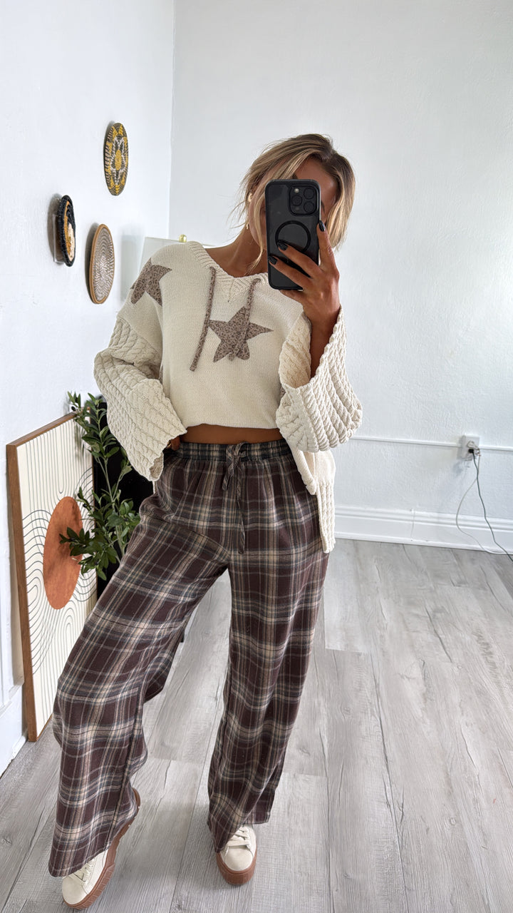 Soft Hazelnut Plaid Pants, Brown