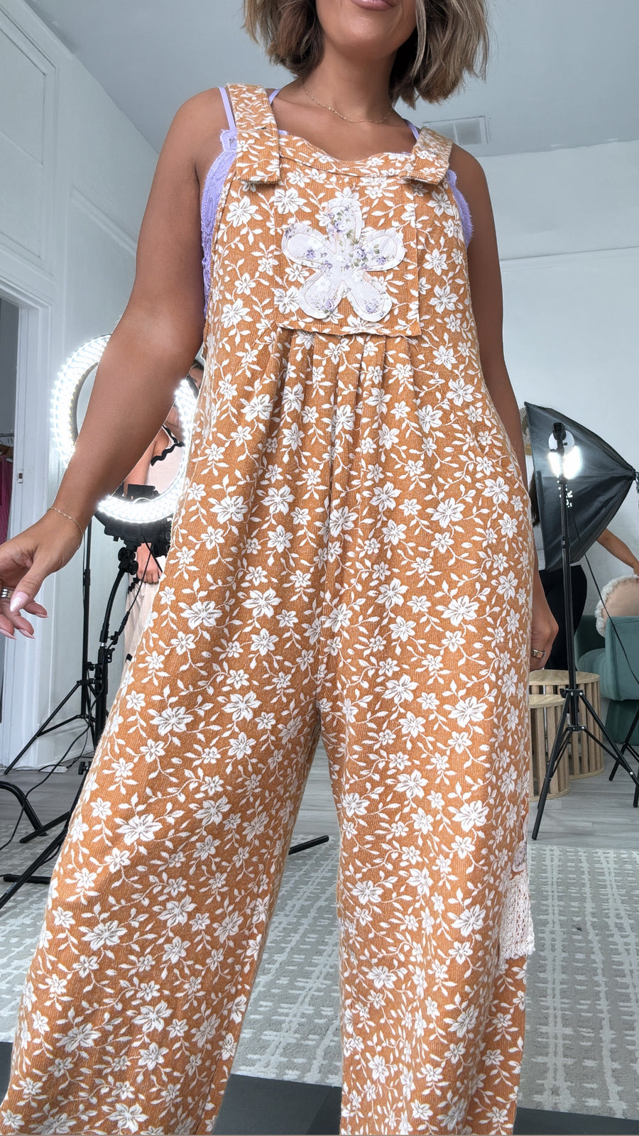 PREORDER - POL Floral Overalls main image 1