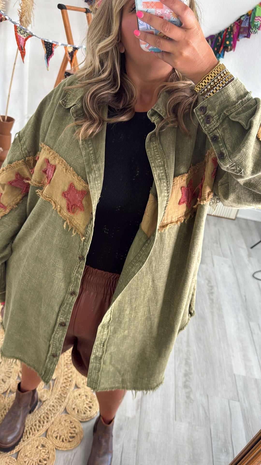 All The Stars Washed Button Down Top, Olive