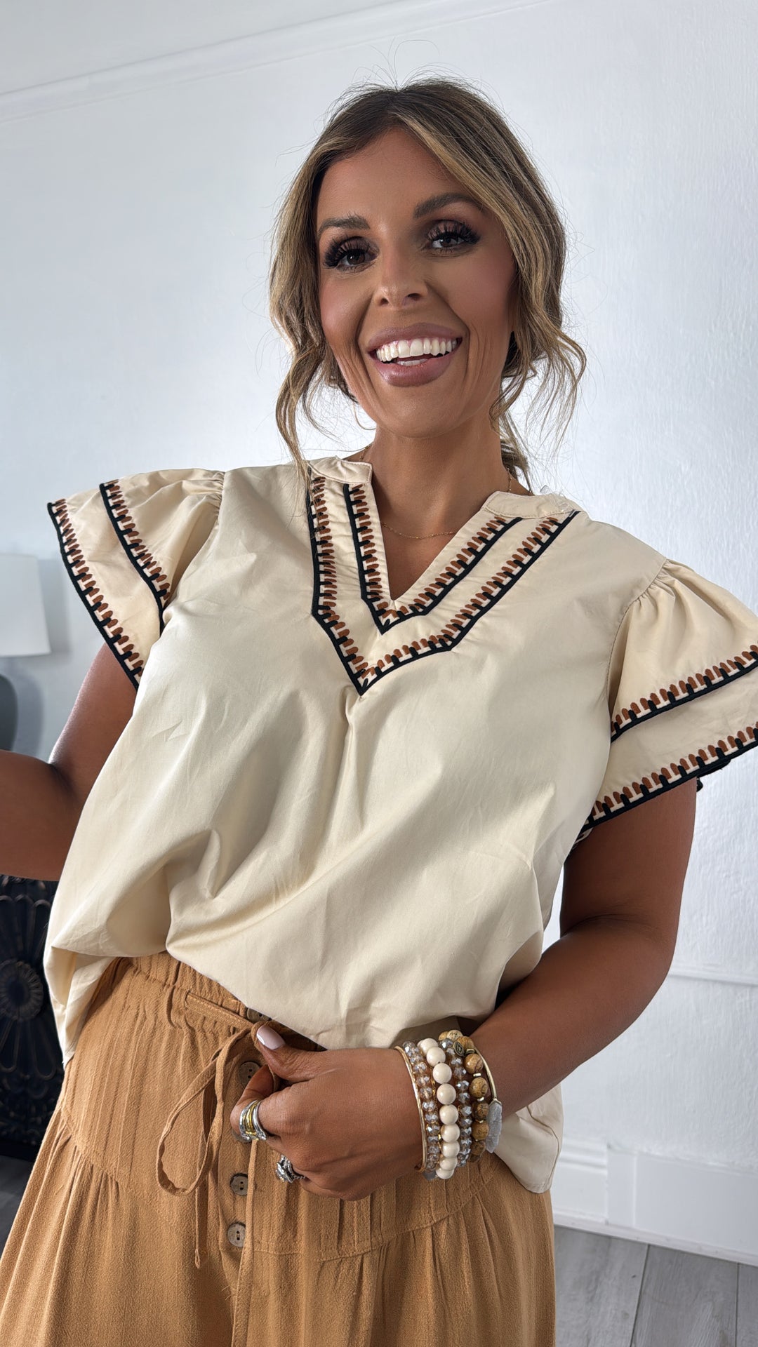 Juniper Pearl Blouse, Taupe