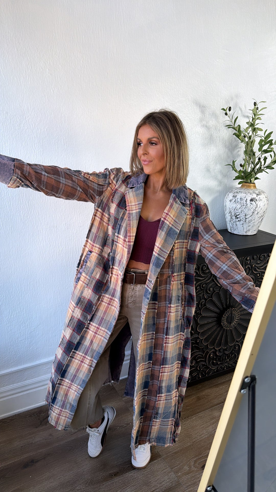 Stop & Stare Washed Plaid Jacket