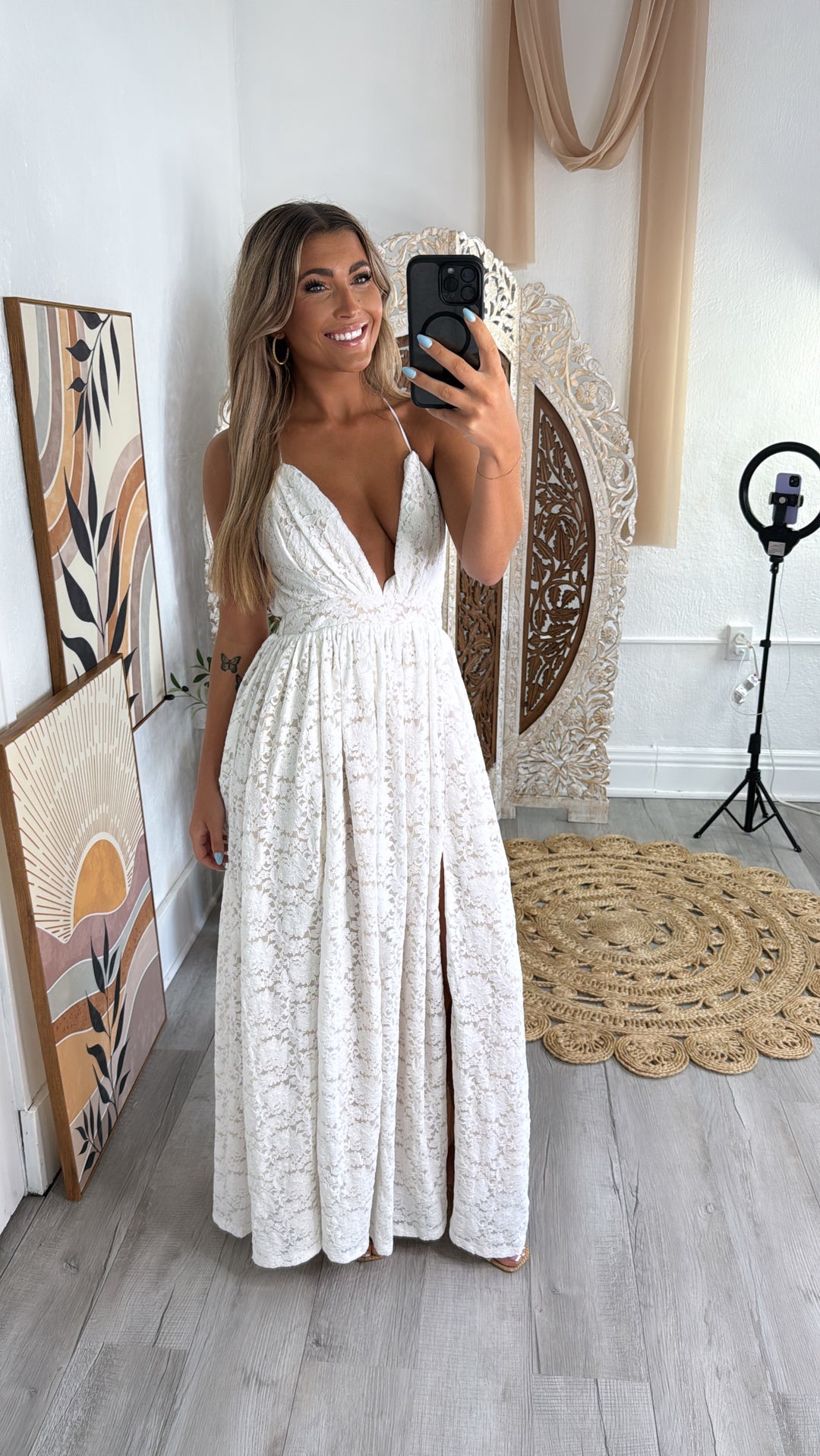 ECB Exclusive: Layla Lace Maxi Dress, White Large