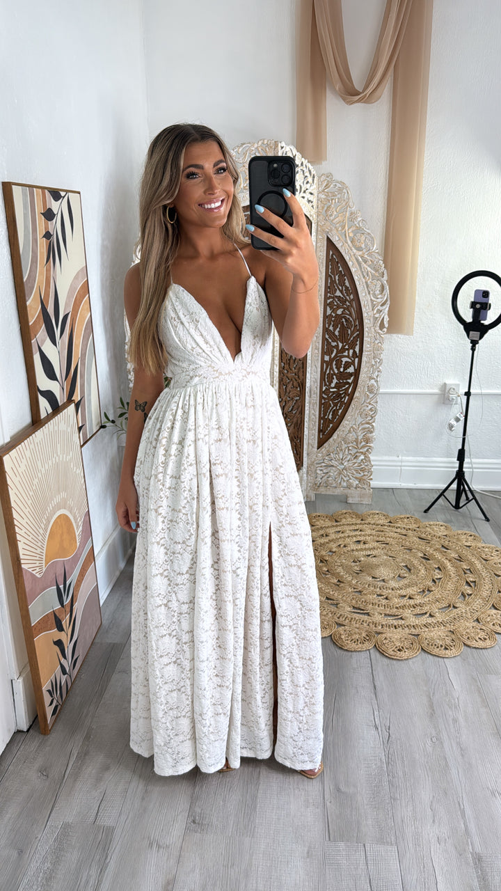 ECB Exclusive: Layla Lace Maxi Dress, White