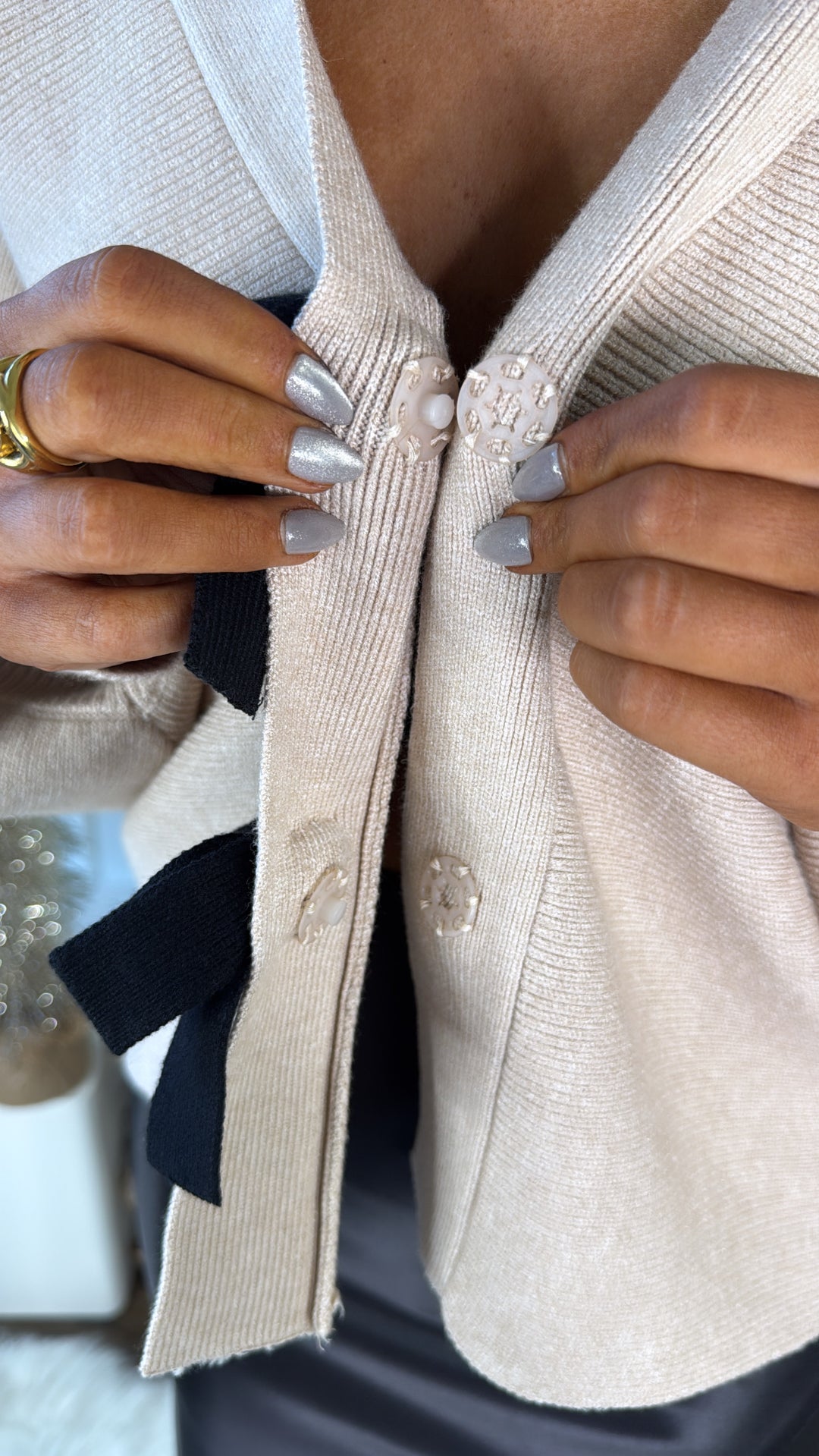 Belle Bow Knit Sweater, Taupe