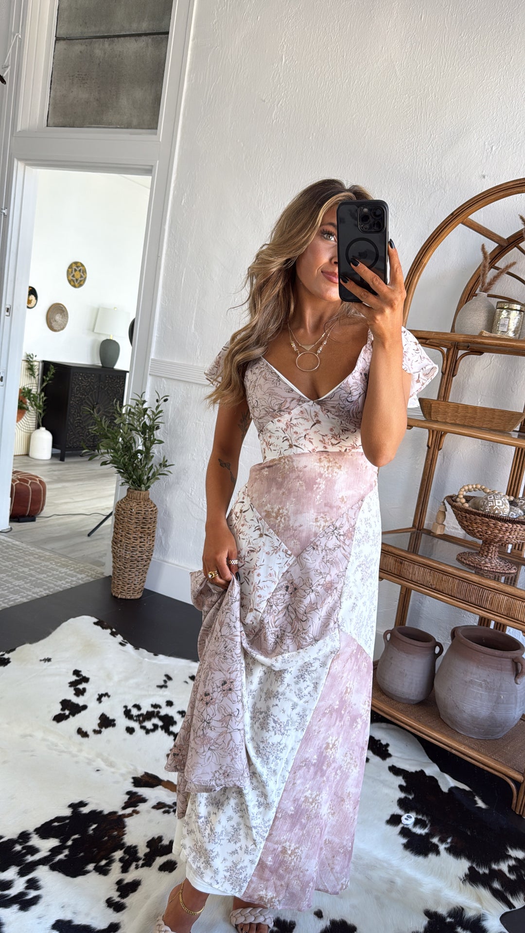 Country Fields Maxi Dress, Cream Floral