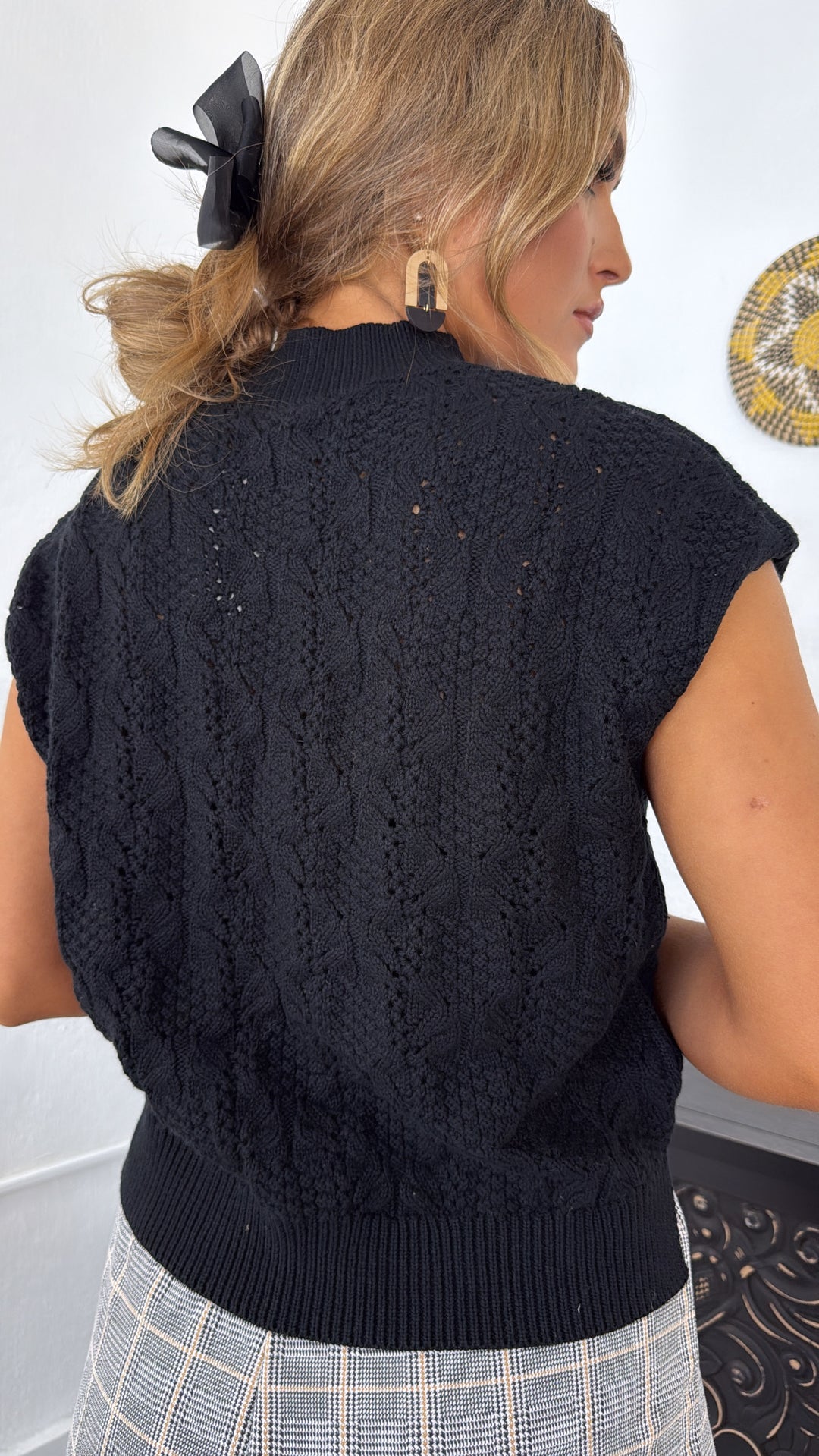 Soft Tone Knit Sweater Tank, Black