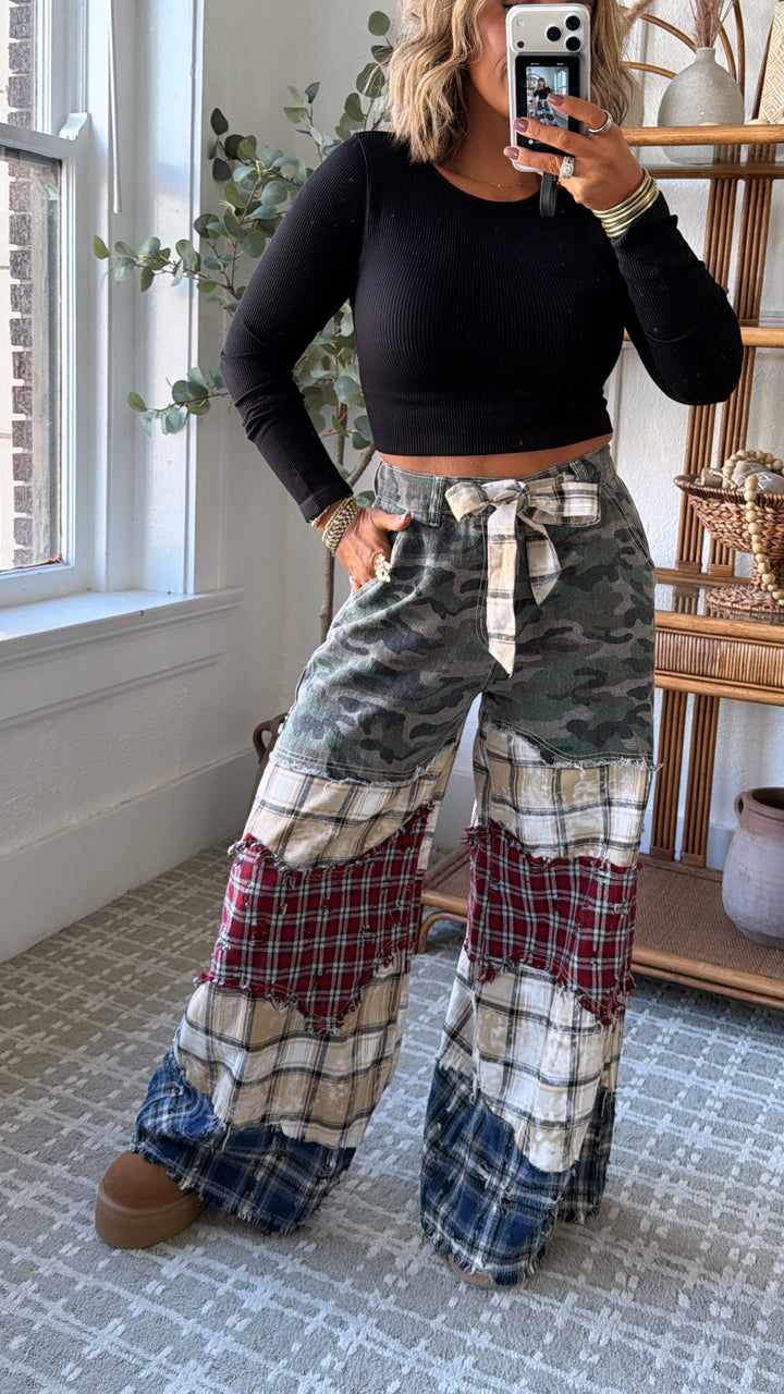 Ribbed Long Sleeve Crew Neck Top, Black