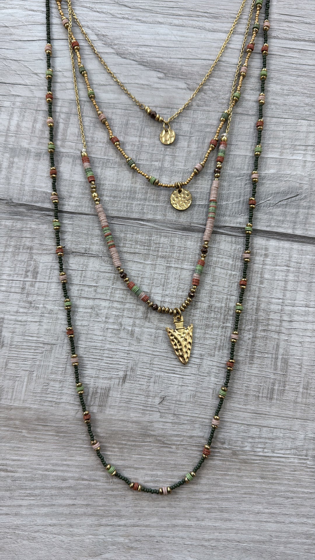 Galvin Layered Necklace, Olive