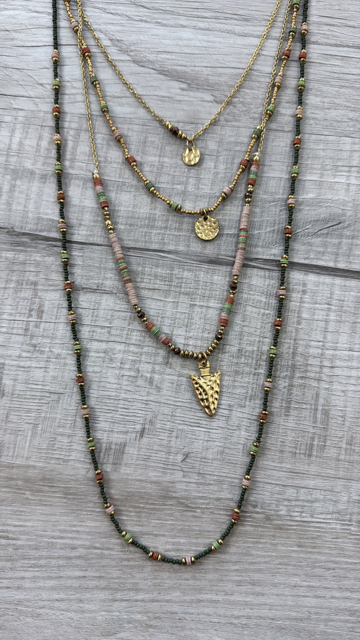 Galvin Layered Necklace, Olive
