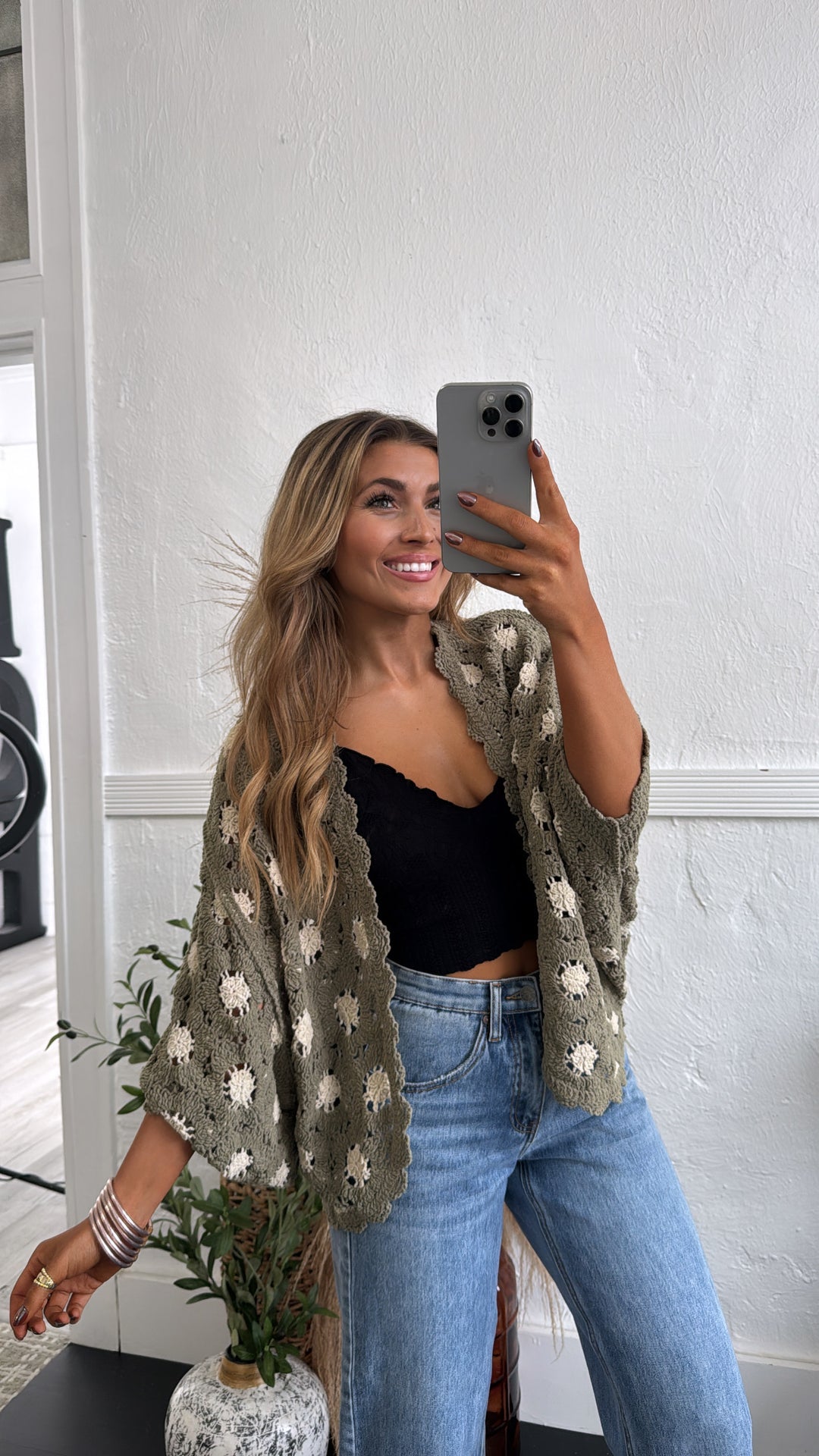 Harvest Drape Cardigan, Olive/Almond