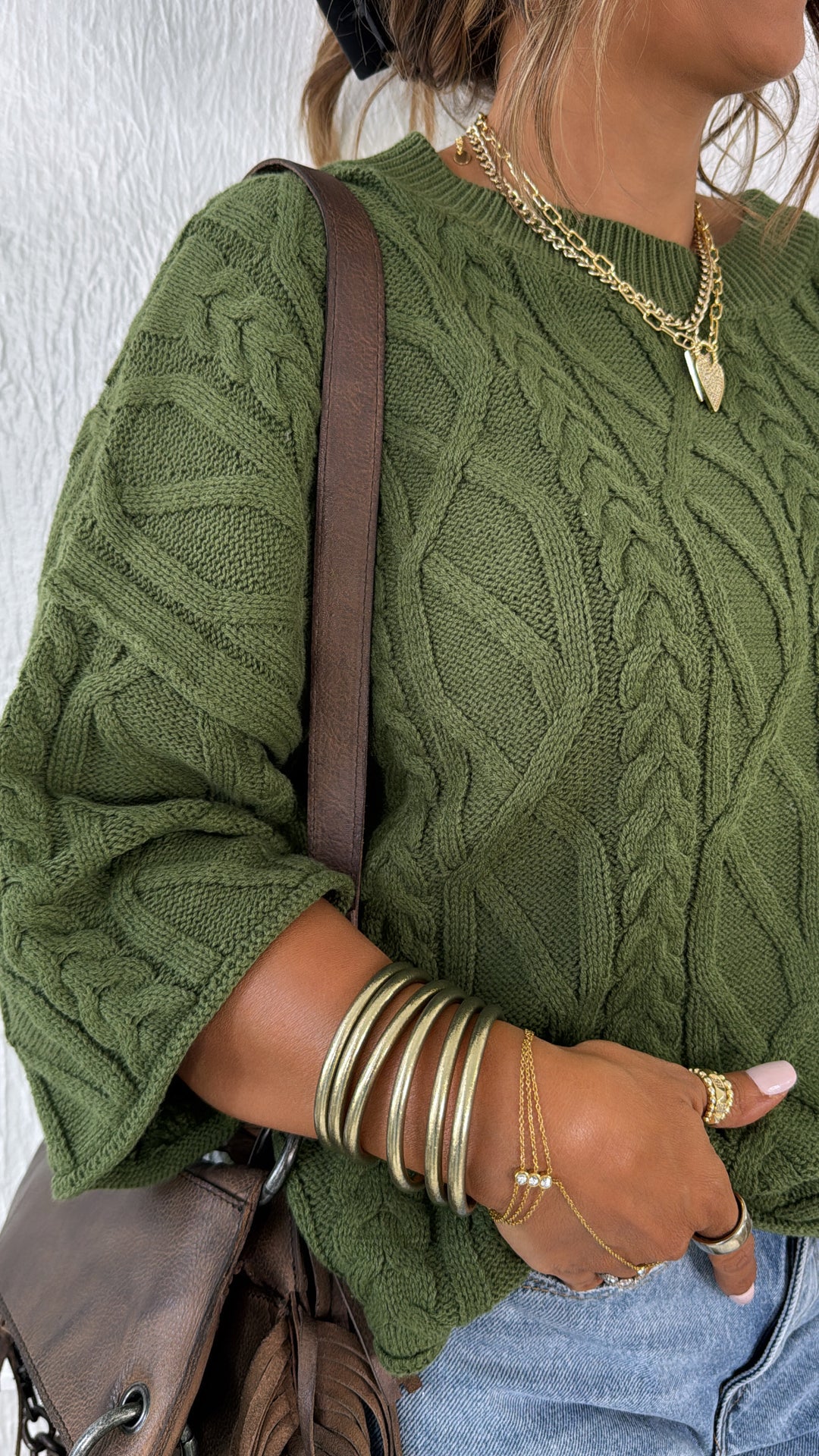 Winter Washed Knit Sweater, Olive