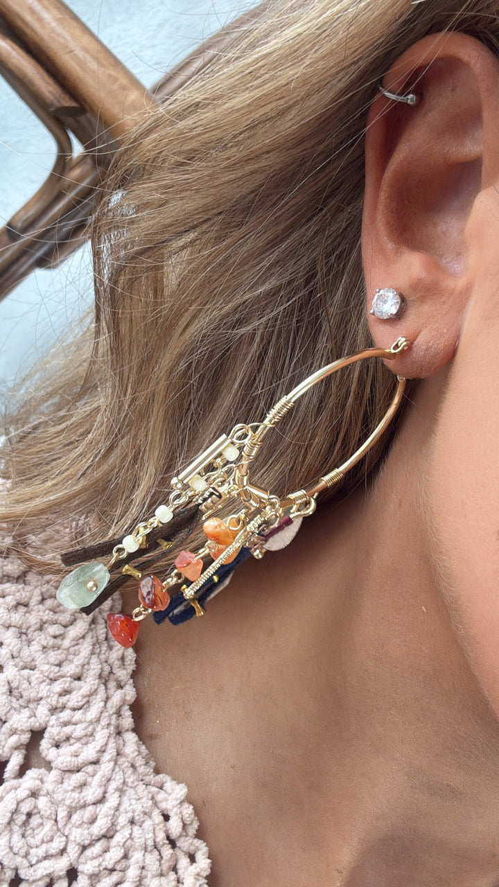 Just In Jade Feather Hoop Earring