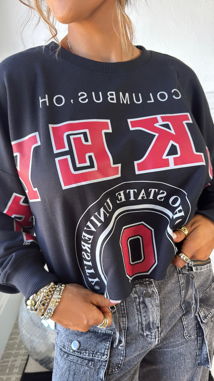 Buckeye Glow Cropped Long Sleeve, Black