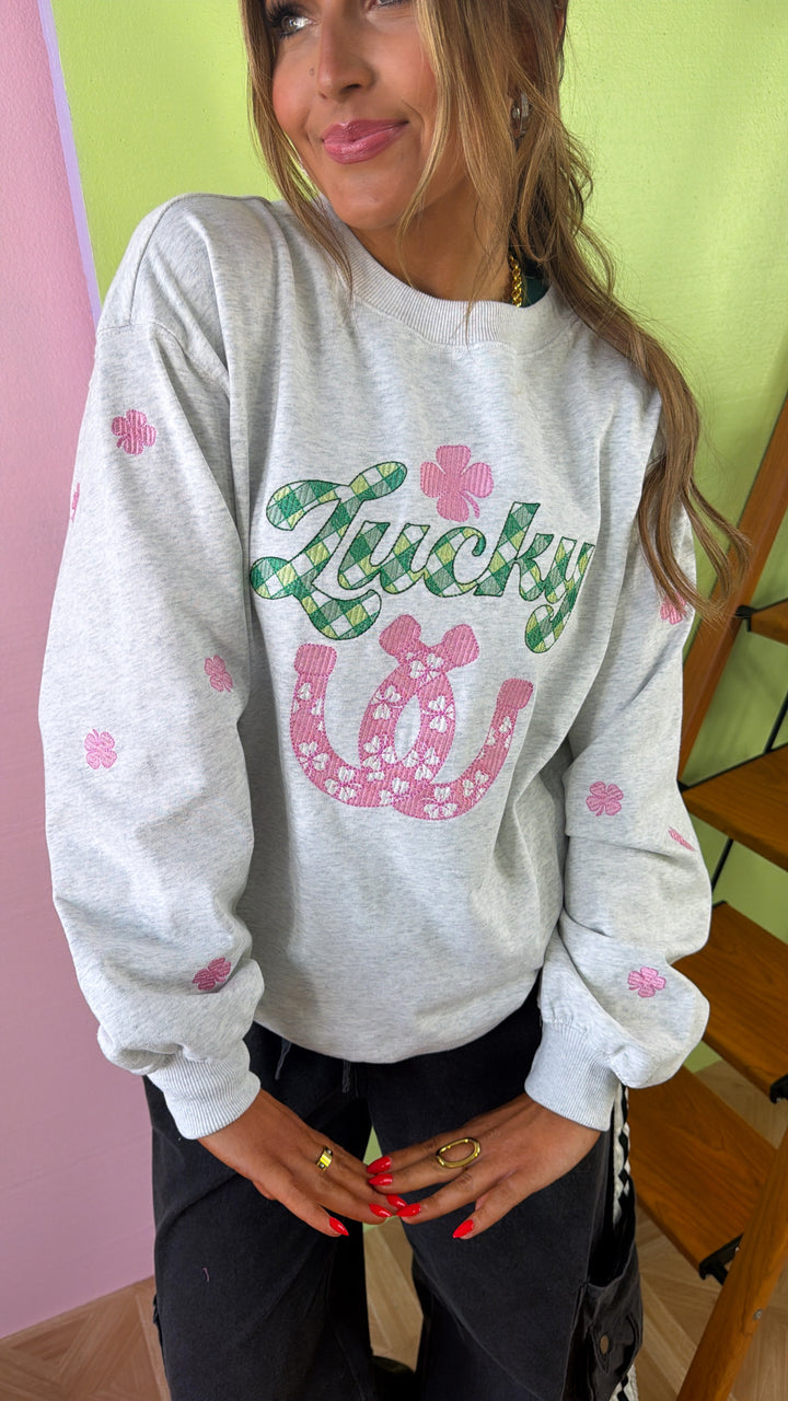 Clover Club Crewneck, H.Grey