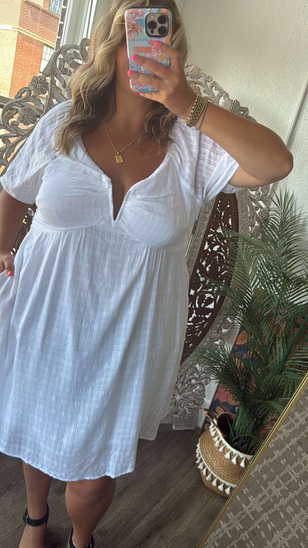 True Beauty Bubble Sleeve Mini Dress, White