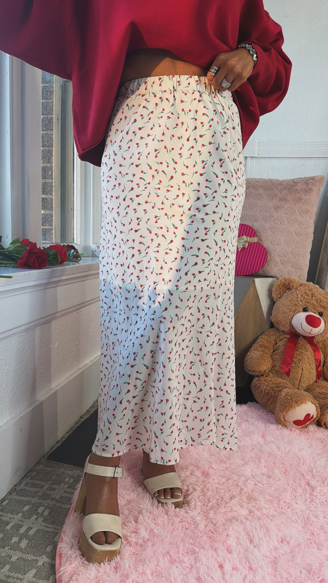 Here To Charm Floral Maxi Pencil Skirt