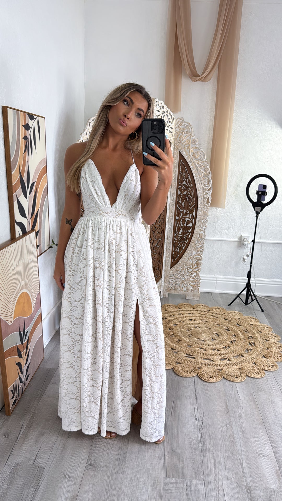 ECB Exclusive: Layla Lace Maxi Dress, White Small ECB Exclusive: Layla Lace Maxi Dress, White Small