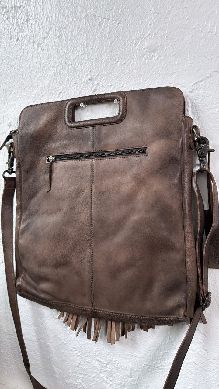 Bristol Layered Fringe Tote, Grey