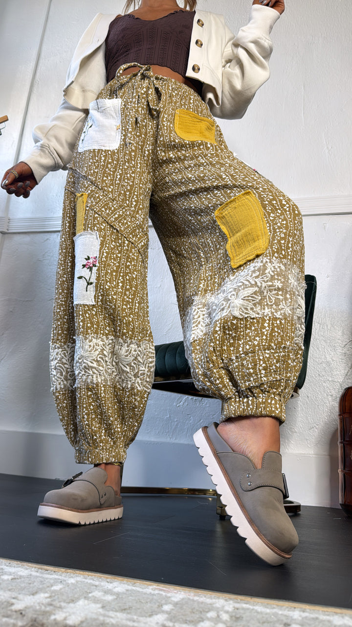 Golden Hour Patched Jogger, Mustard