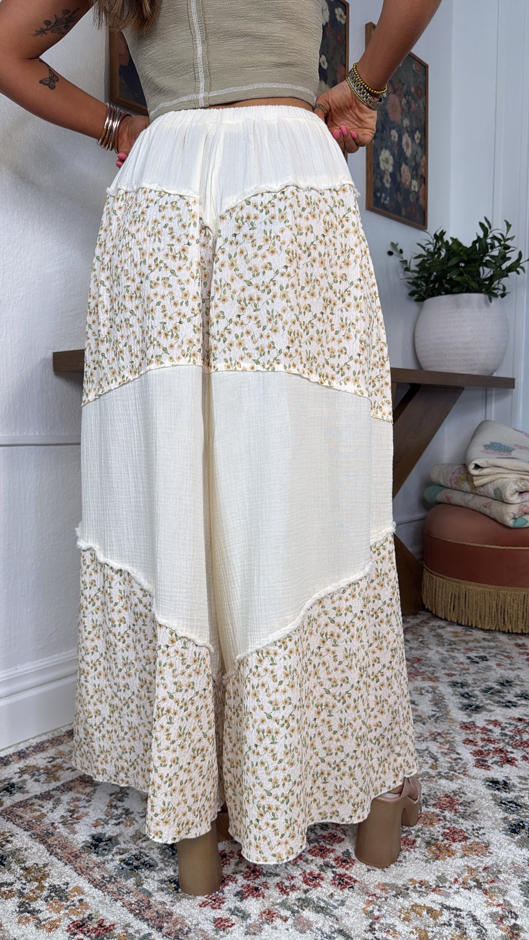 Ivy Oaks Floral Pant, Natural