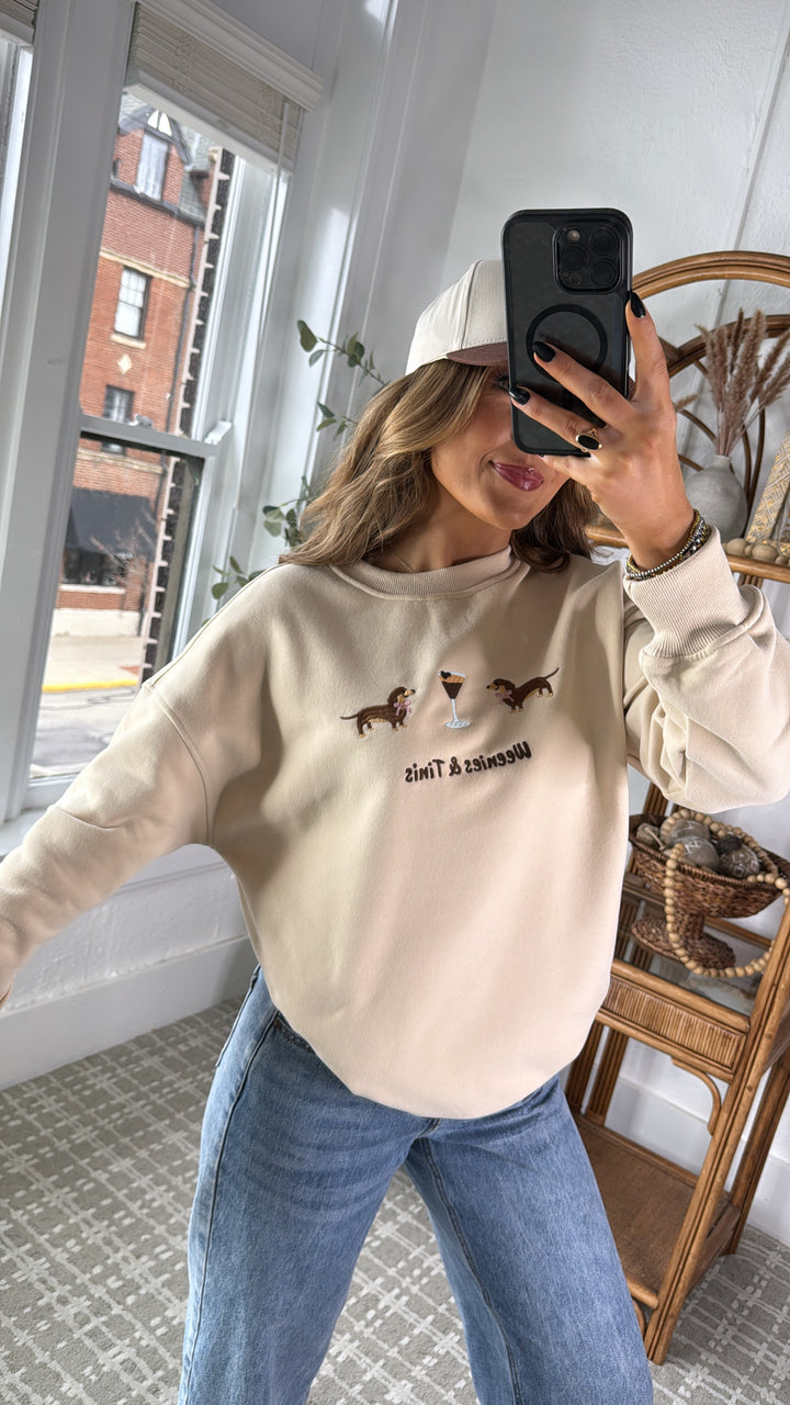Weenies & Tinis Graphic Crewneck, Taupe