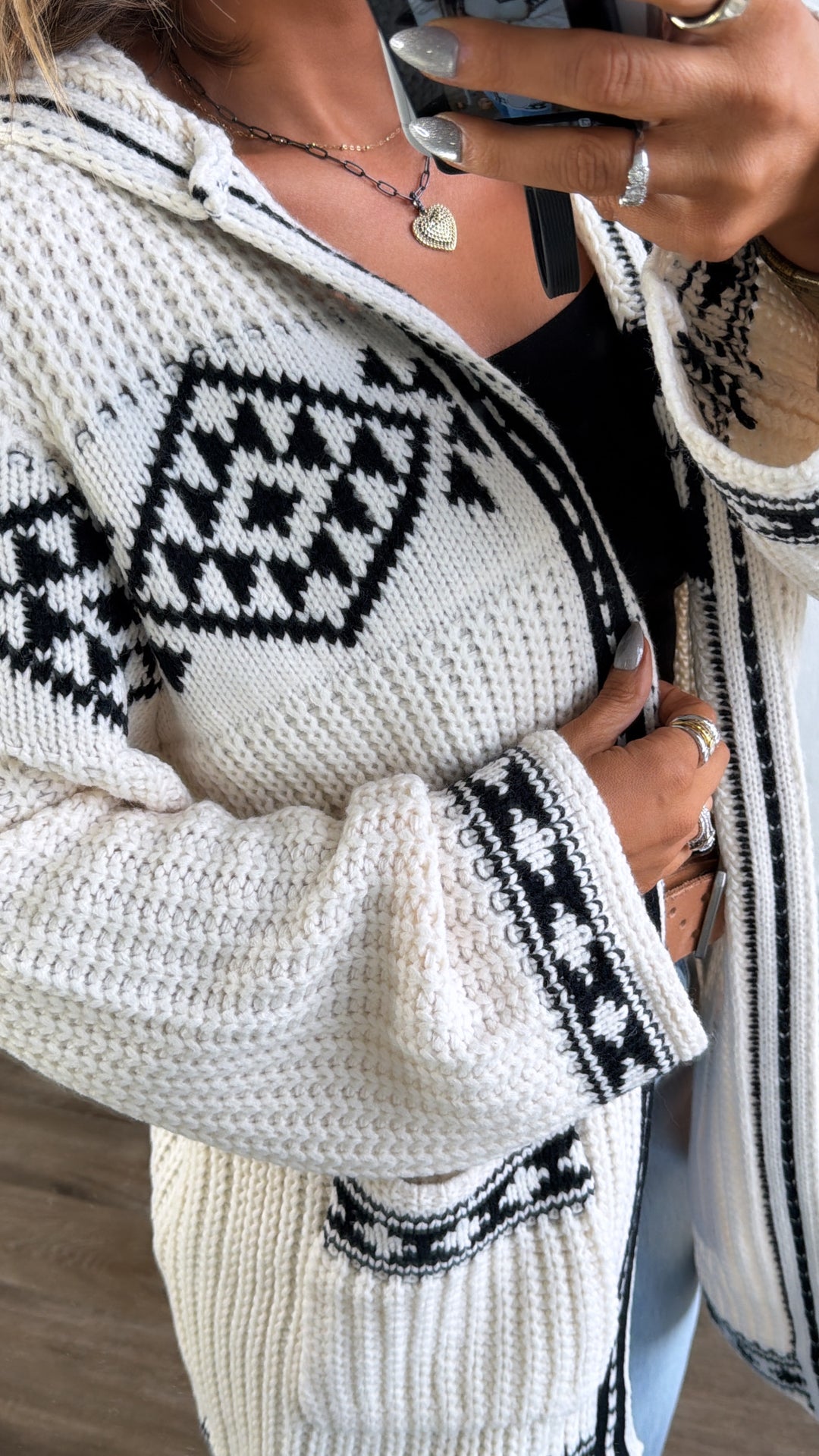 Chai Thread Hooded Cardigan, Powder Cream