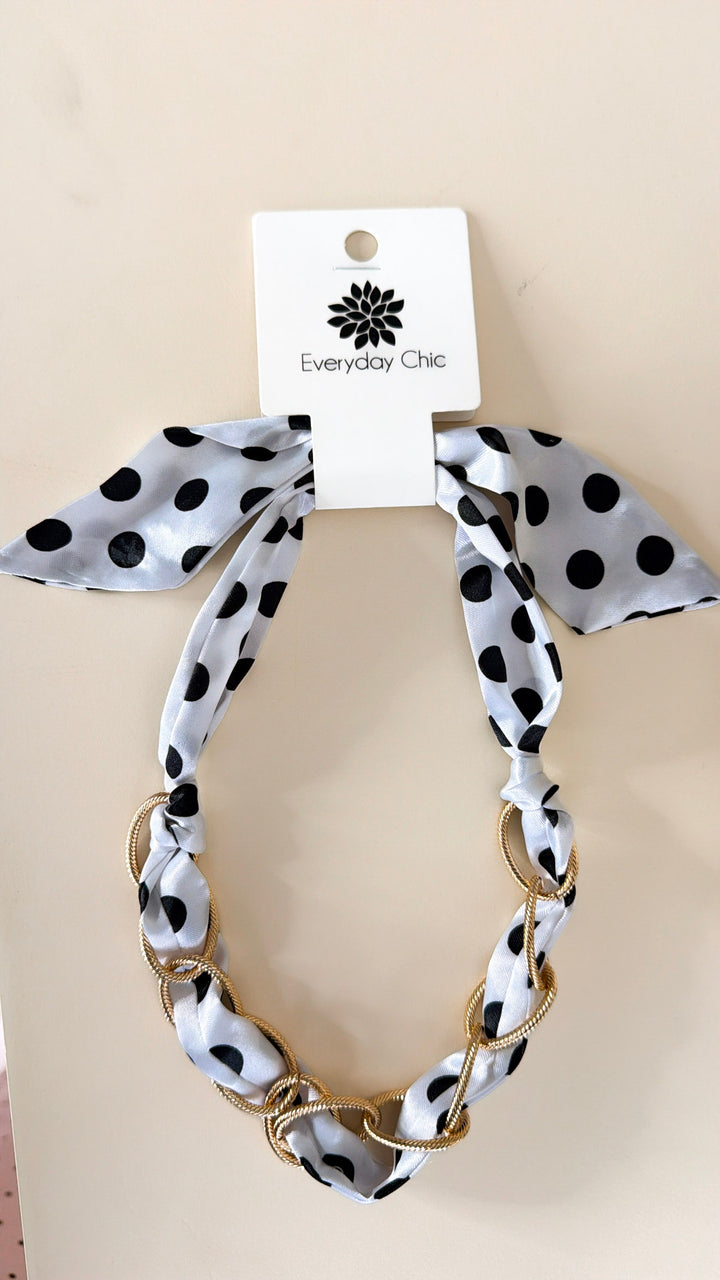 Polka Dot Charm Necklace, Black/White