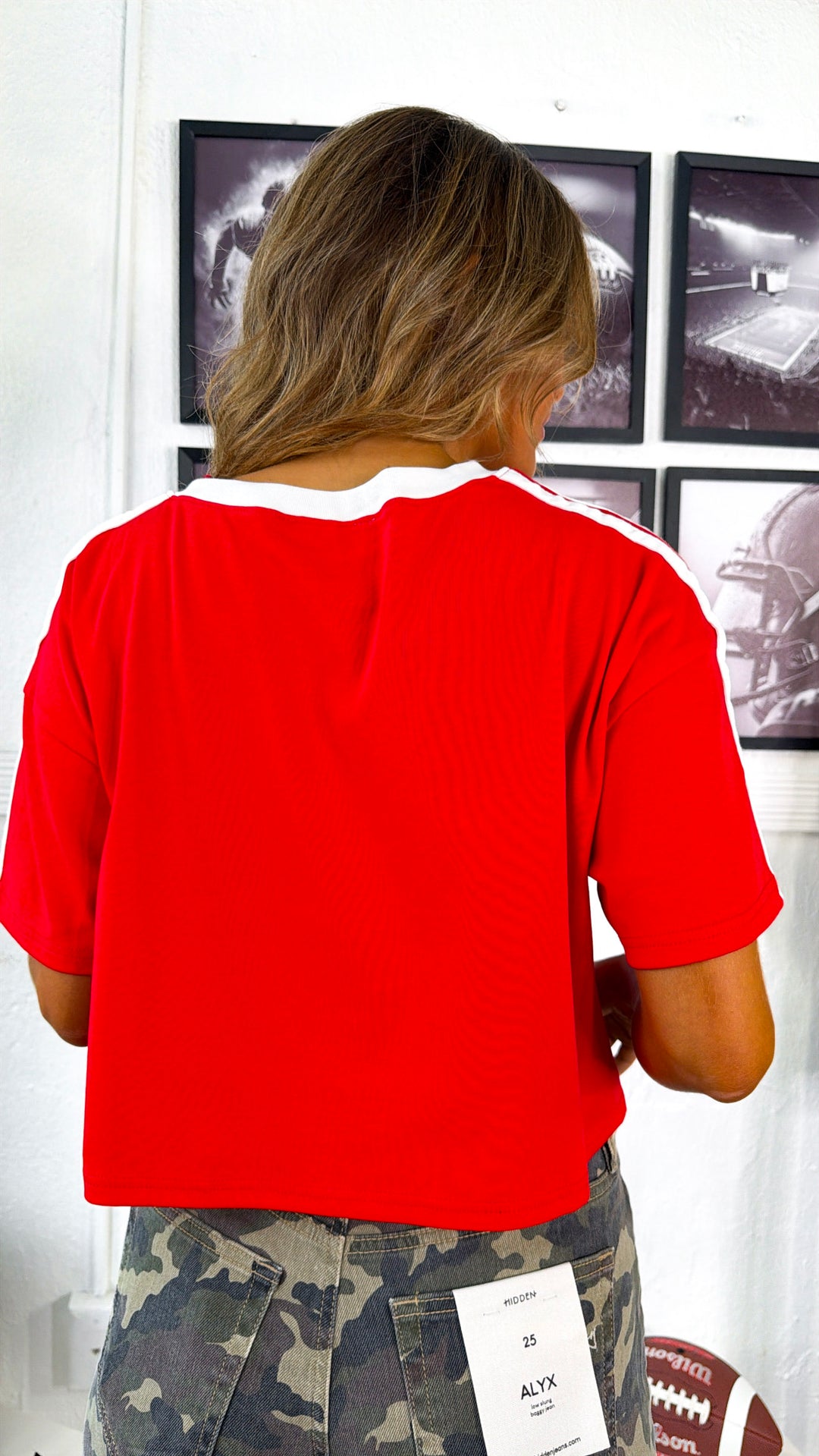 Clubhouse Crewneck T-Shirt, Off White/ Red