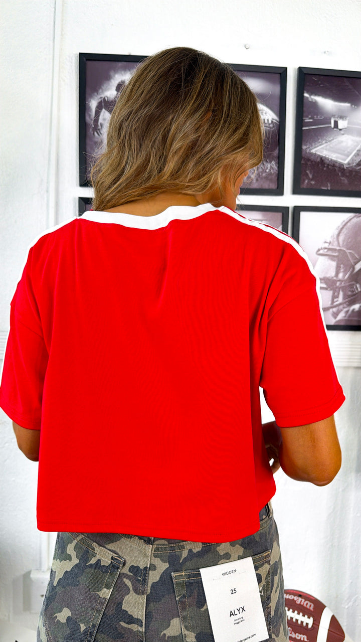 Clubhouse Crewneck T-Shirt, Off White/ Red