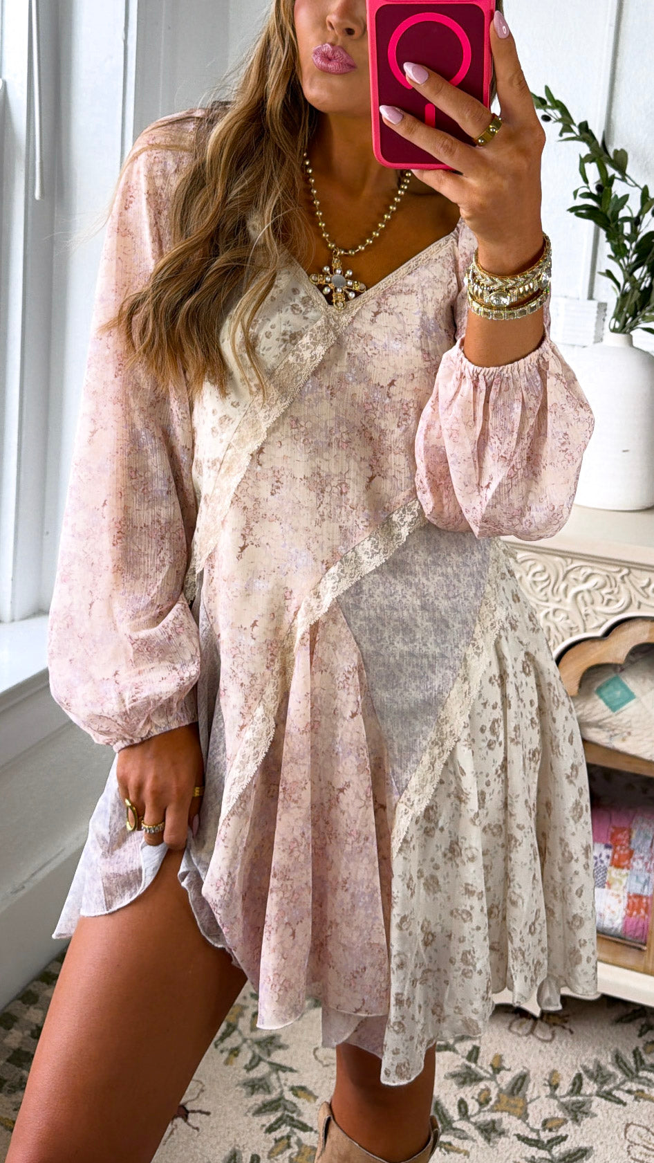 Golden Bella Mini Dress, Multi