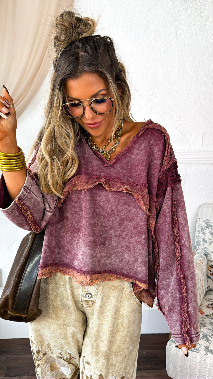 In The End Ruffled Blouse, Burgundy