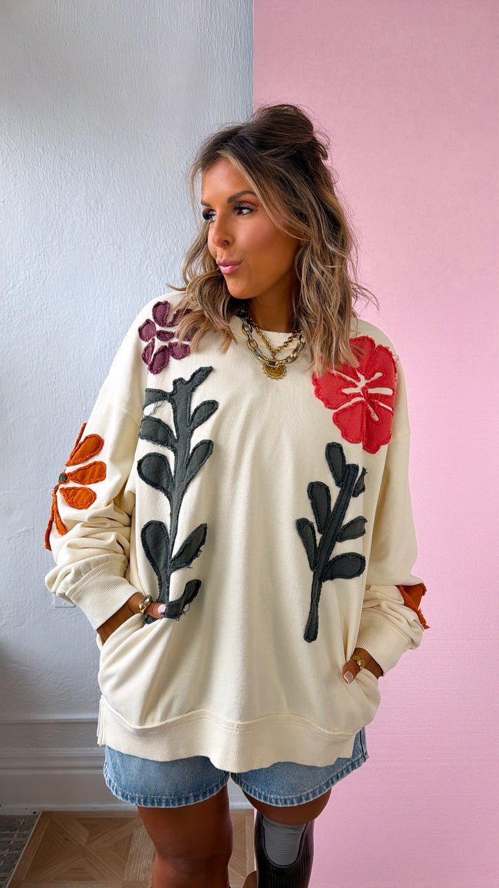 Floral Days Sweatshirt, Natural