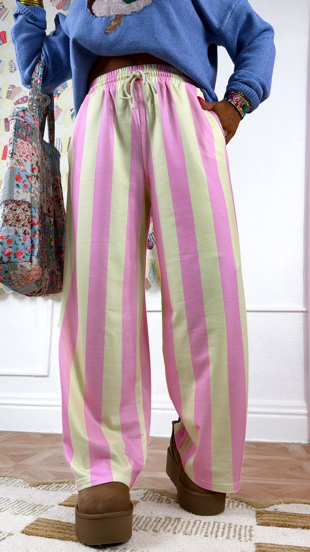 Happy To Be There Stripe Pants, Pink/Lemon