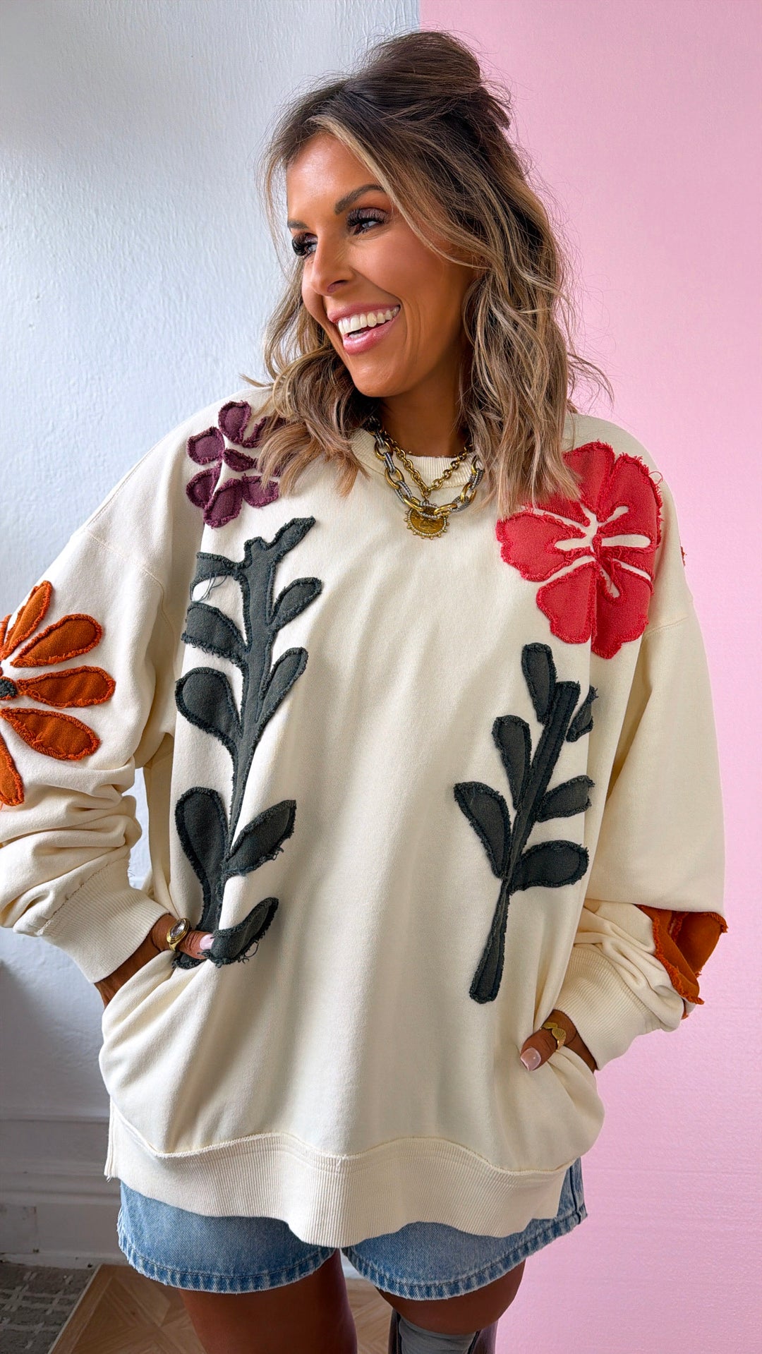 Floral Days Sweatshirt, Natural