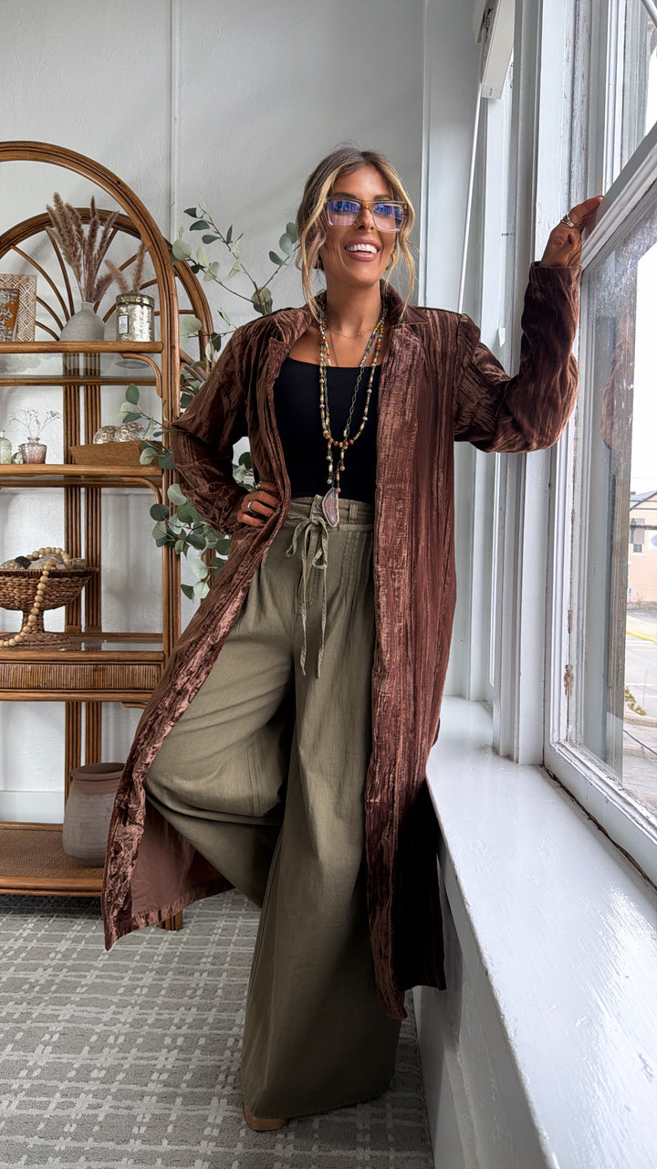 Vera Velvet Maxi Duster, Mocha
